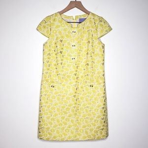 Vera Wang Dress Yellow Gold 4 Shift Brocade Mod